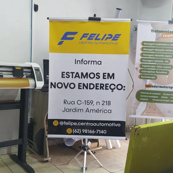 Banner de divulgação de serviços em Goiânia da Flex Mídia CV