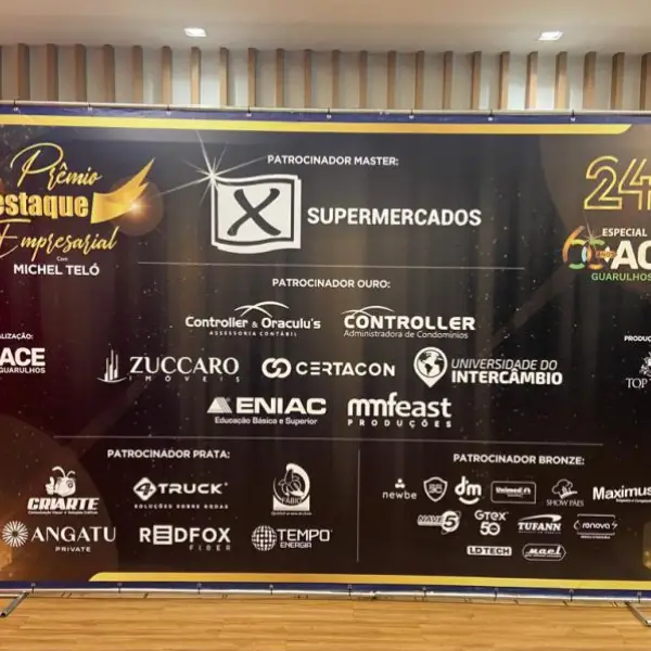 Lona para backdrop em Goiânia da Flex Mídia CV